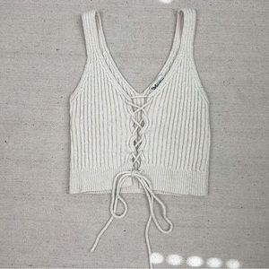 Show Me Your MuMu knit lace up cropped tank top Sm
